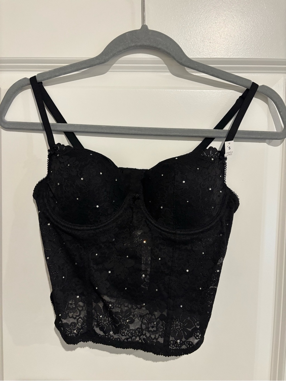 Victoria Secret Rhinestone Black Lace Longline Bustier Top - Women Intimates